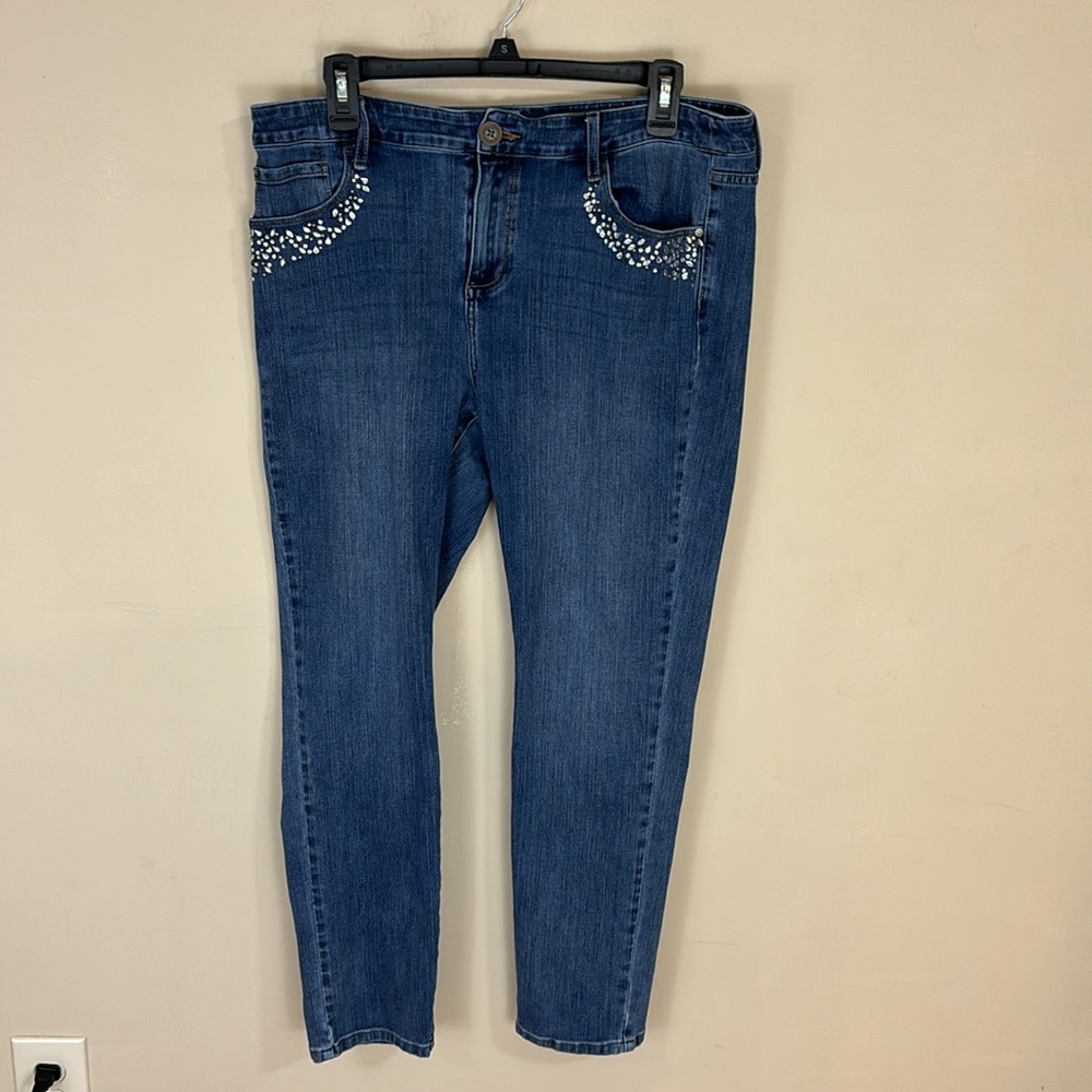 Soft Surroundings Skinny Jeans with Pocket Bling Size 10